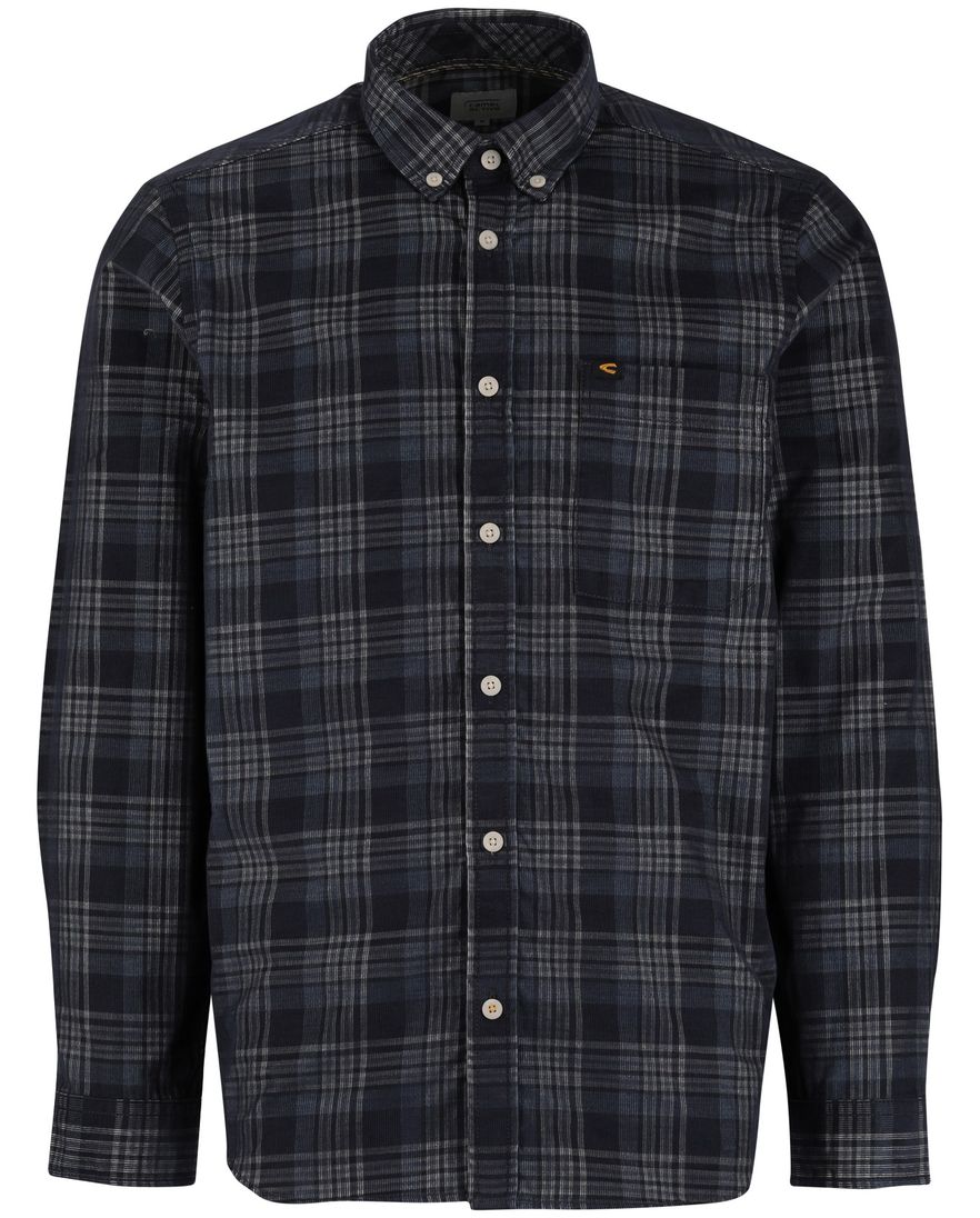 Camel Active Overhemd blauw wit geruit katoen