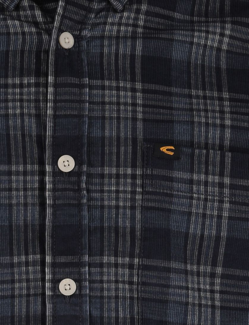 Camel Active Overhemd blauw wit geruit button-down collar