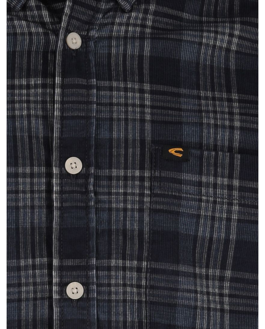 Camel Active Overhemd blauw wit geruit katoen