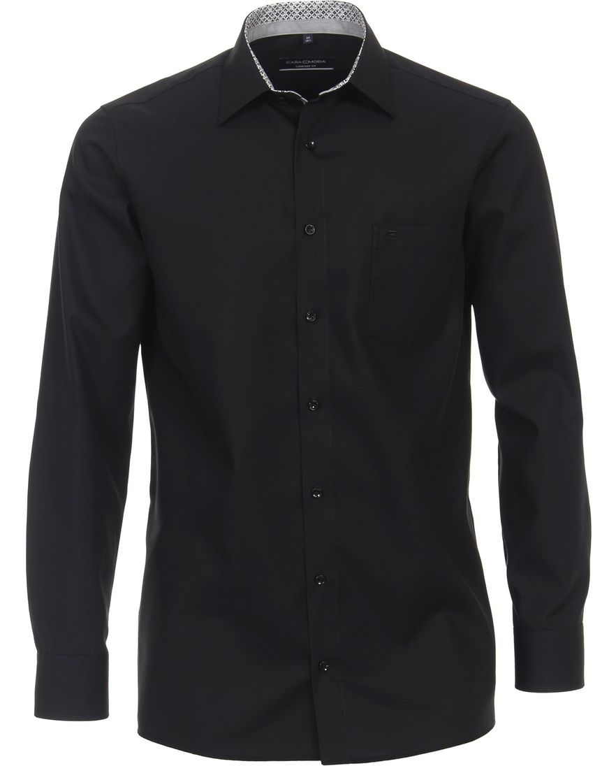 Casa Moda comfort fit overhemd mouwlengte-7 zwart