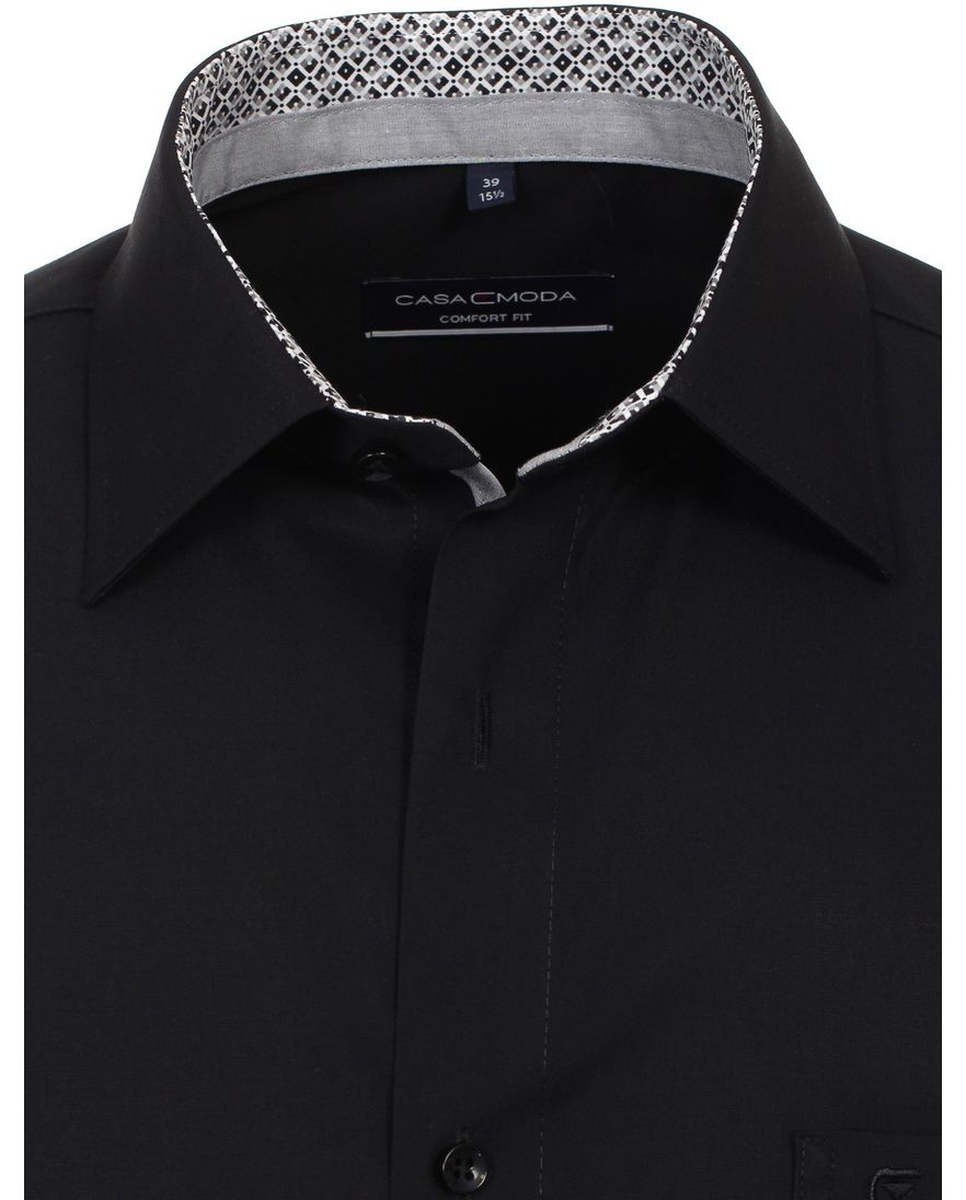 Casa Moda comfort fit overhemd mouwlengte-7 zwart