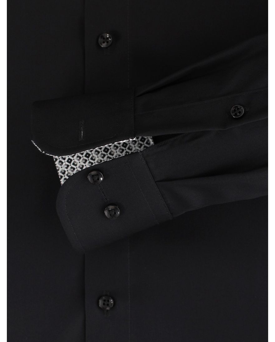 Casa Moda comfort fit overhemd mouwlengte-7 zwart
