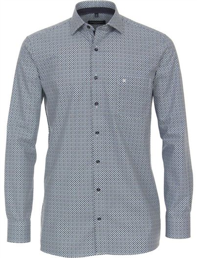 Casa Moda donkerblauw geprint Casa Moda comfort fit overhemd mouwlengte-7