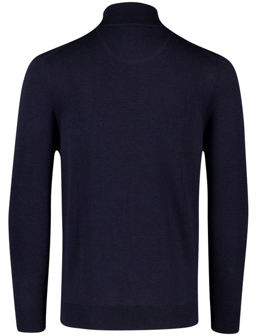 Casa Moda pullover halfzip donkerblauw effen wijde fit