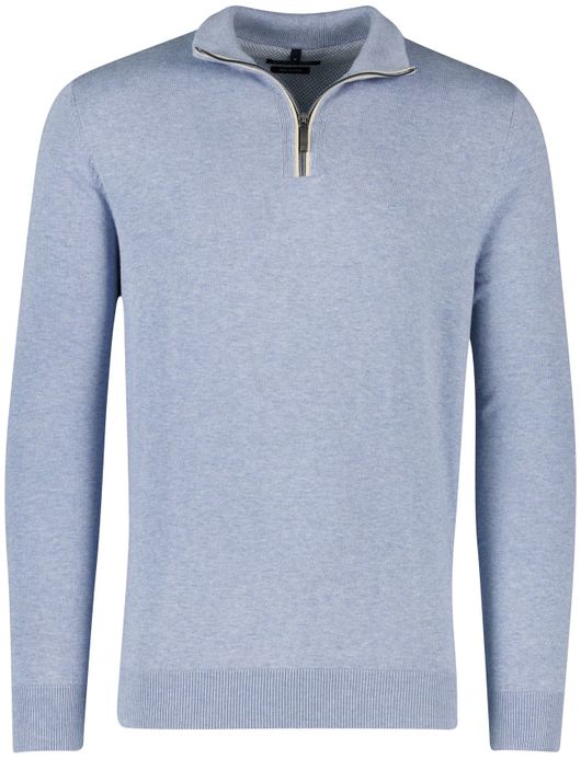Casa Moda pull over wijde fit lichtblauw half zip