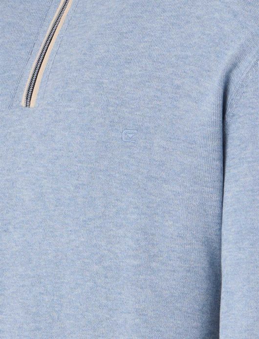Casa Moda pull over wijde fit lichtblauw half zip