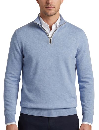 Casa Moda Casa Moda half zip pullover effen lichtblauw