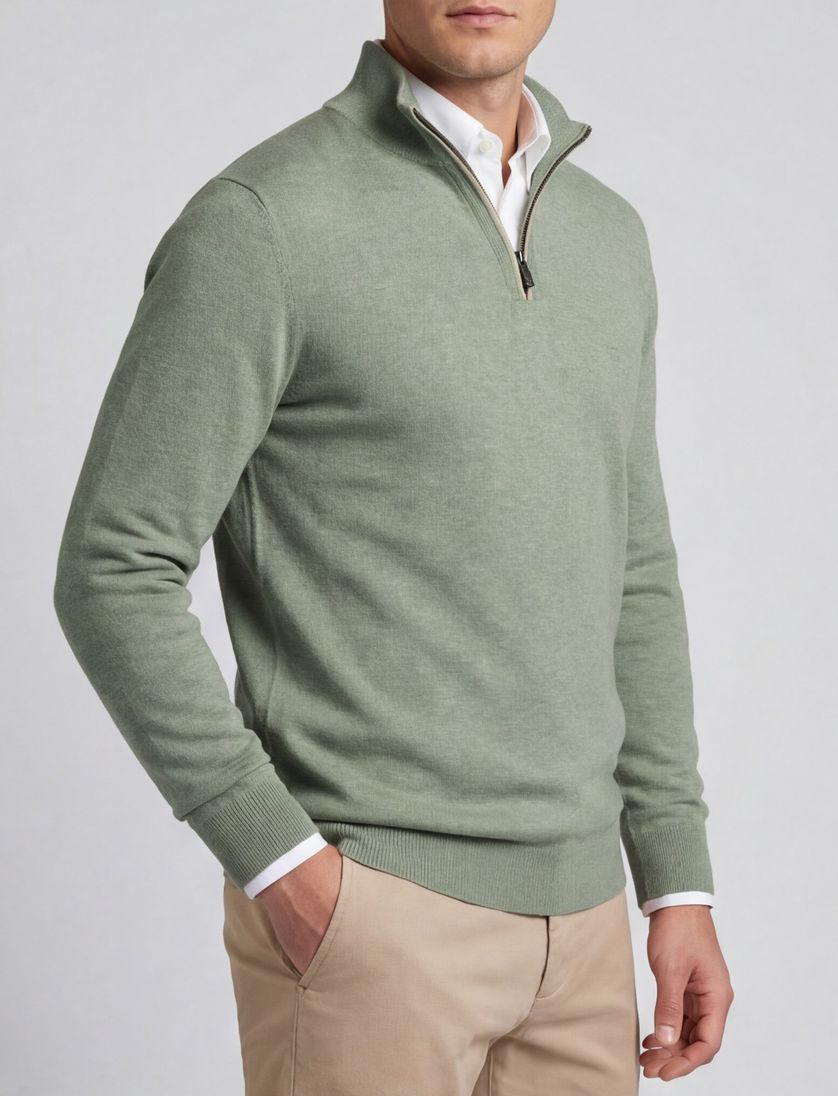 Casa Moda groene pullover effen wijde fit