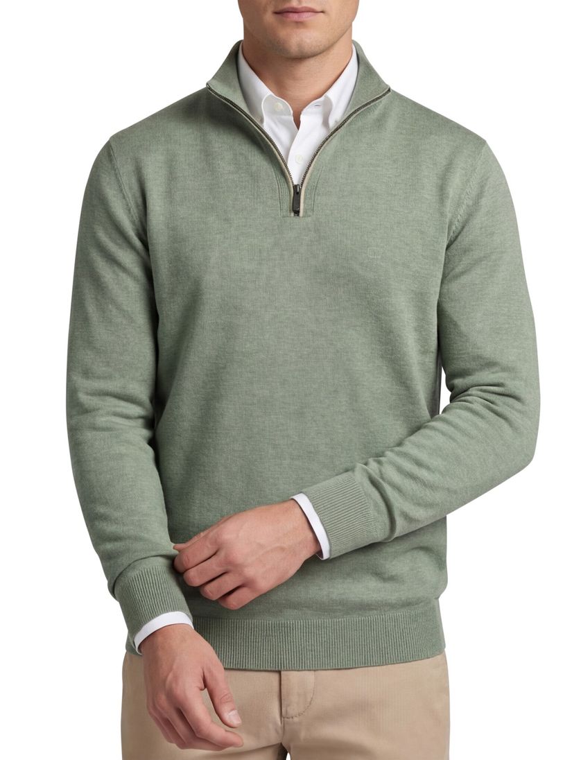 Casa Moda groene pullover effen wijde fit