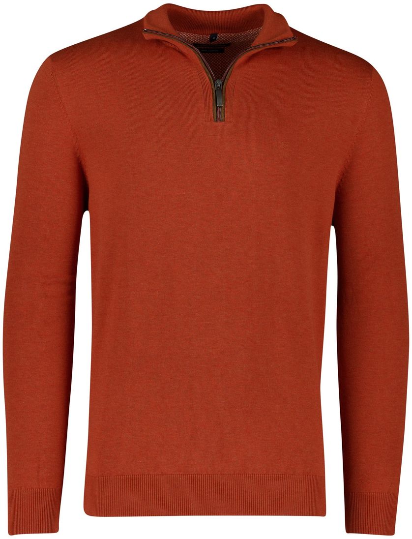 Casa Moda rode pullover effen half zip
