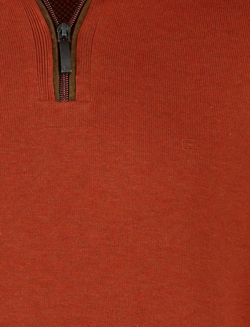 Casa Moda rode pullover effen half zip