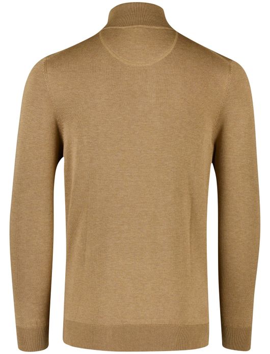 Casa Moda effen bruin half zip pullover