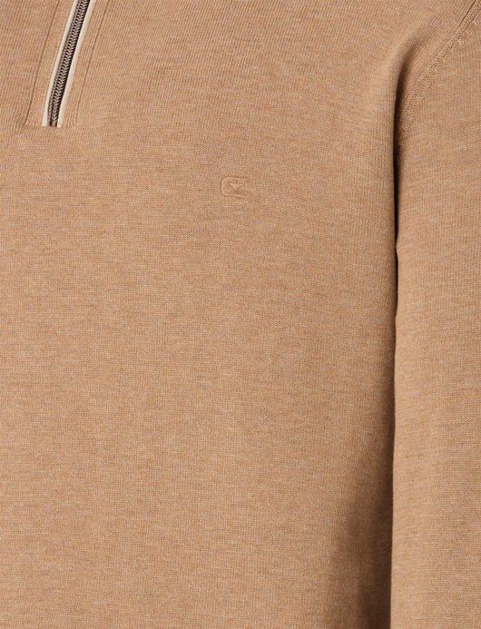 Casa Moda effen bruin half zip pullover