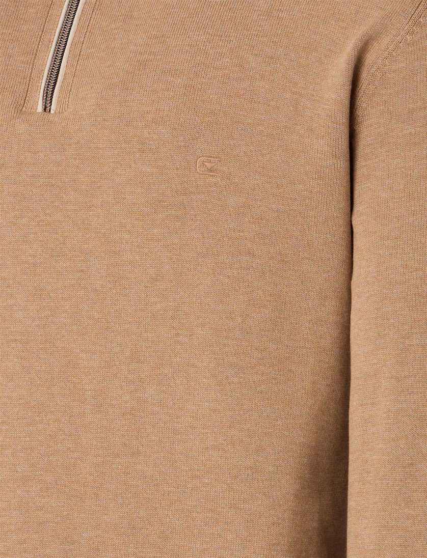 Casa Moda half zip pullover effen bruin