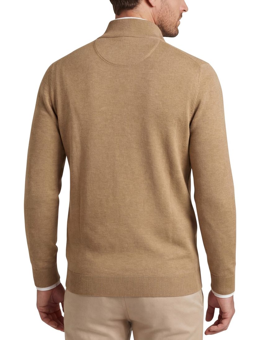 Casa Moda half zip pullover effen bruin