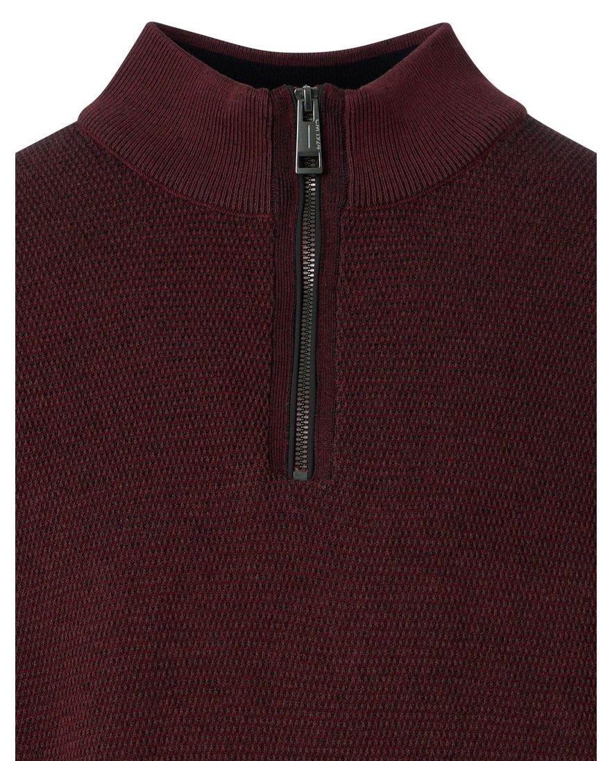 Casa Moda trui half zip effen bordeaux wijde fit
