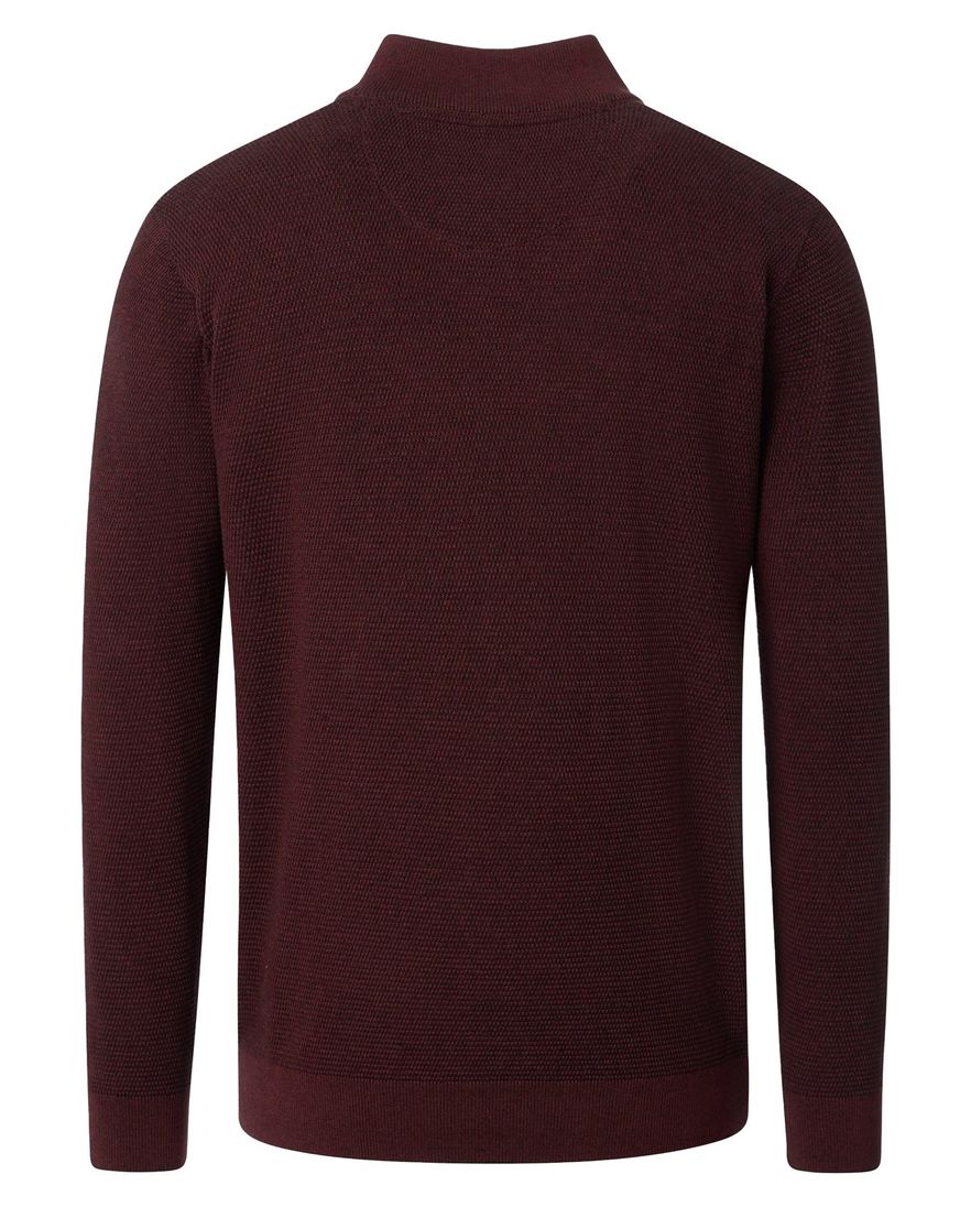 Casa Moda trui half zip effen bordeaux wijde fit