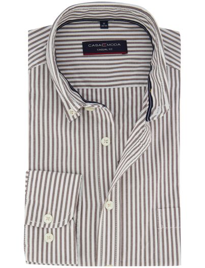 Casa Moda Overhemd Casa Moda Casual Fit bruin wit katoen