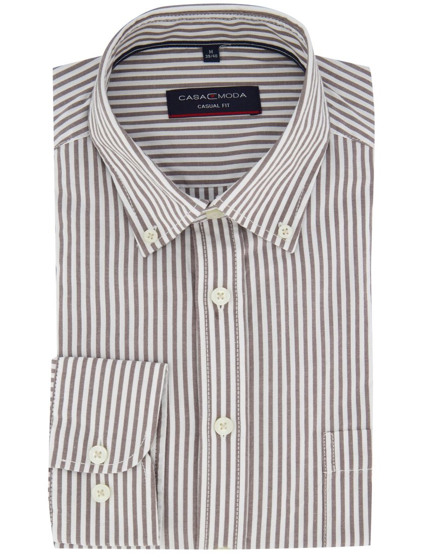 Bruin gestreept Casa Moda overhemd katoen