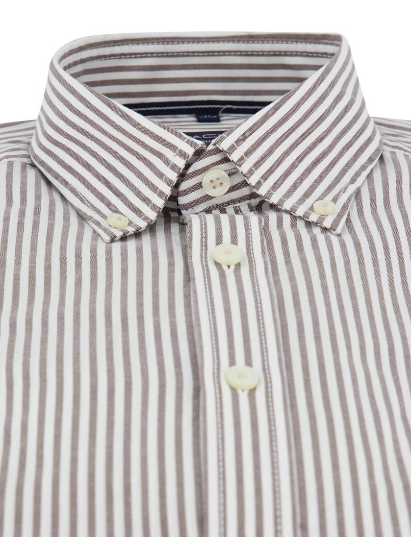 Bruin gestreept Casa Moda overhemd katoen