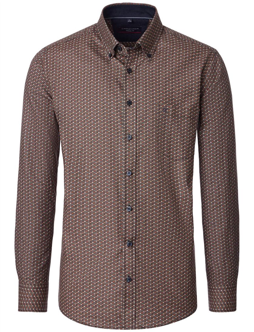 casual overhemd Casa Moda bruin