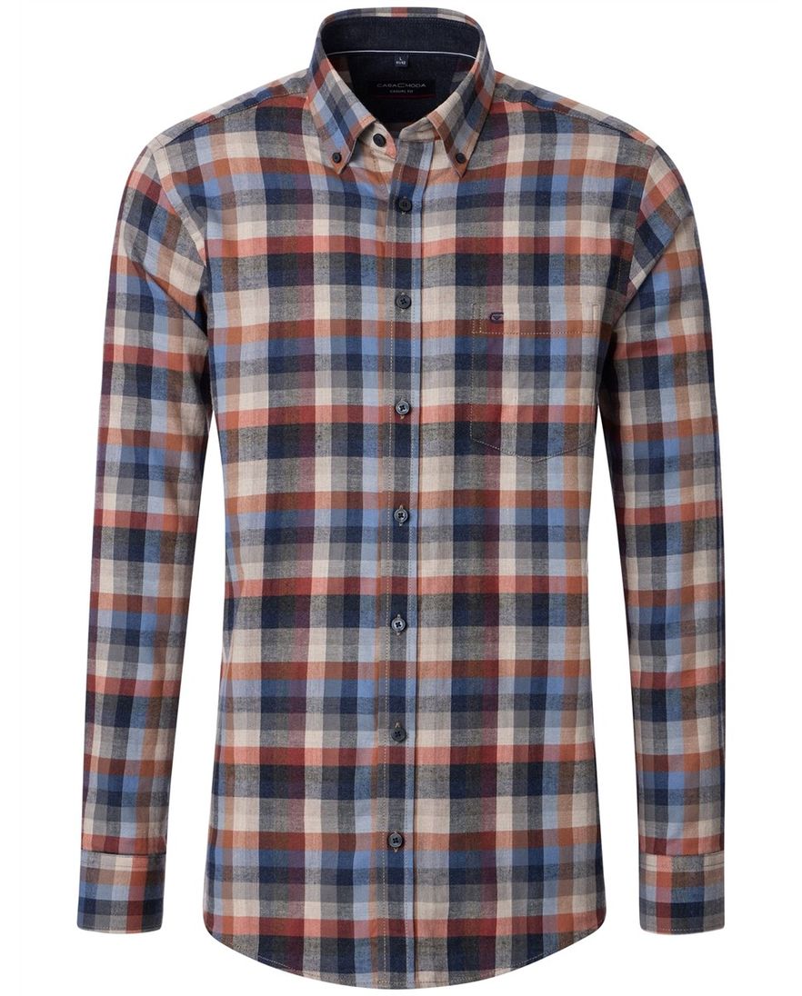 Casa Moda casual overhemd grijs blauw