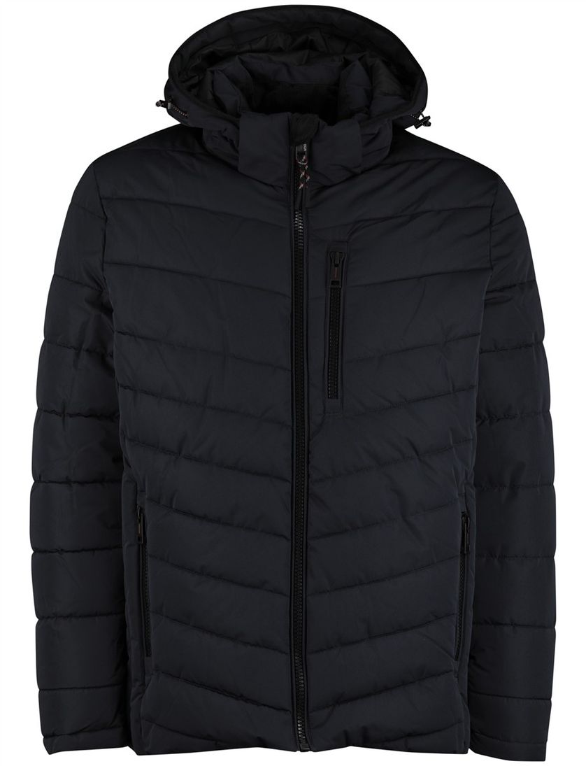 Casa Moda winterjas effen donkerblauw borstzak