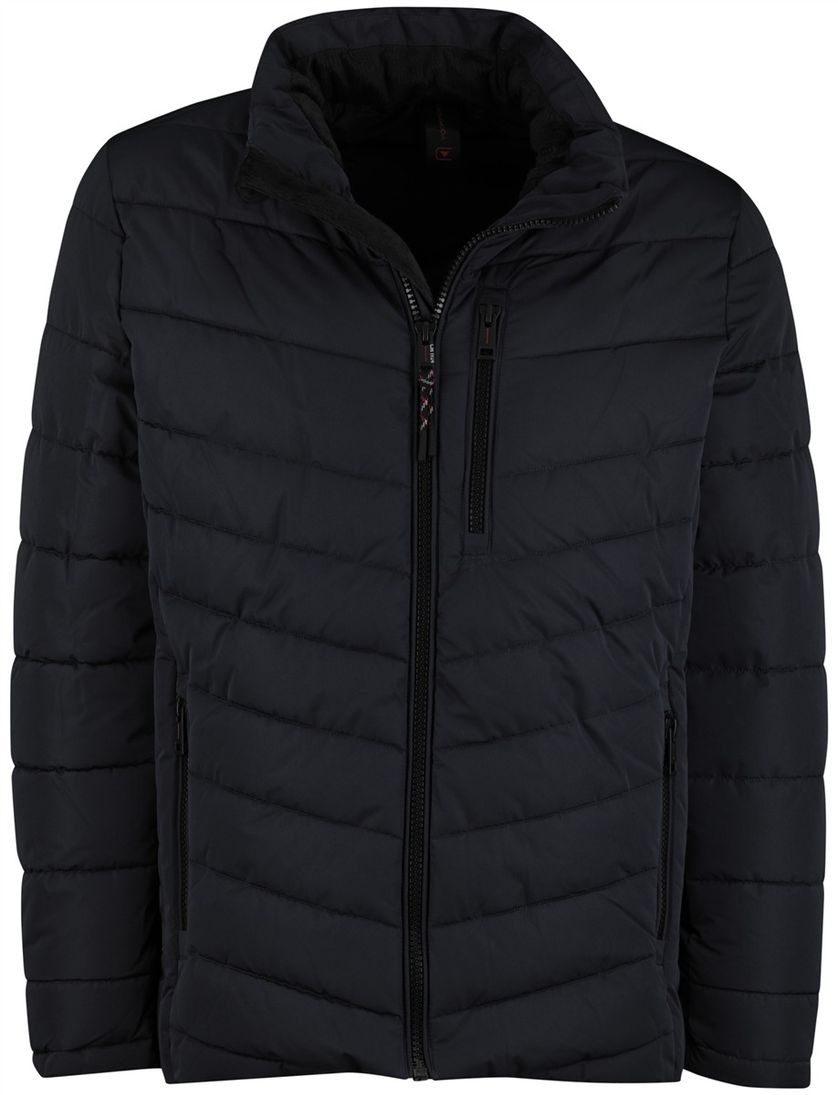 Casa Moda winterjas effen donkerblauw borstzak