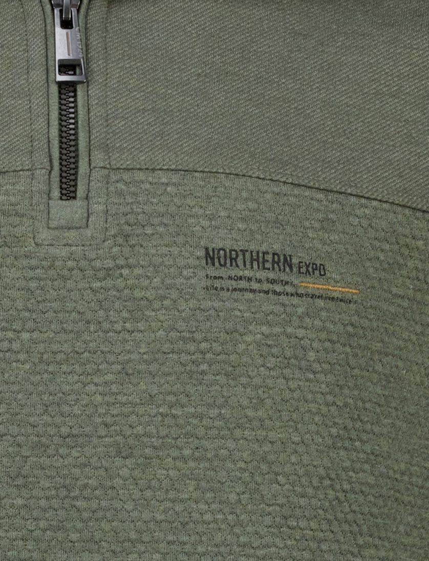 Casa Moda trui groen effen half zip