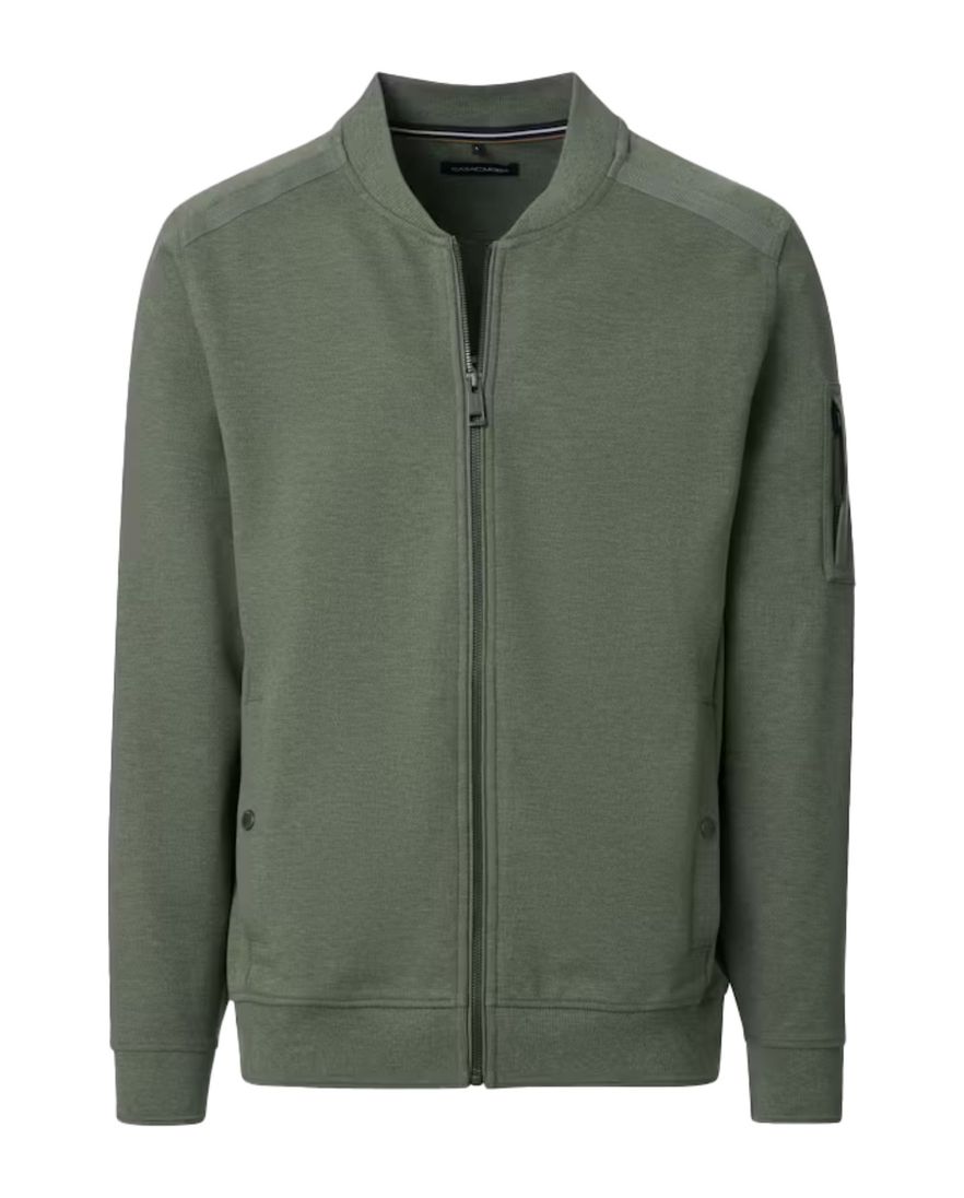 Casa Moda vest groen regular fit katoen effen