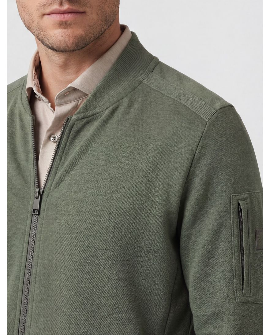 Casa Moda vest groen regular fit katoen effen