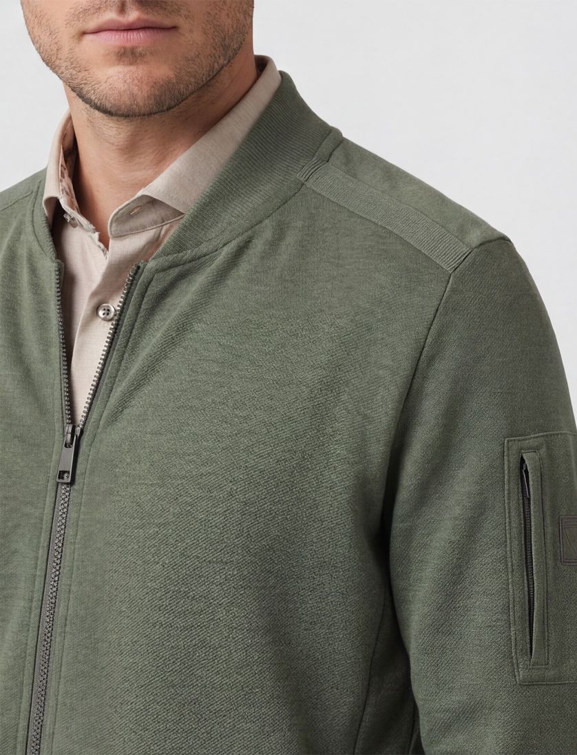 Casa Moda vest groen regular fit katoen zonder capuchon