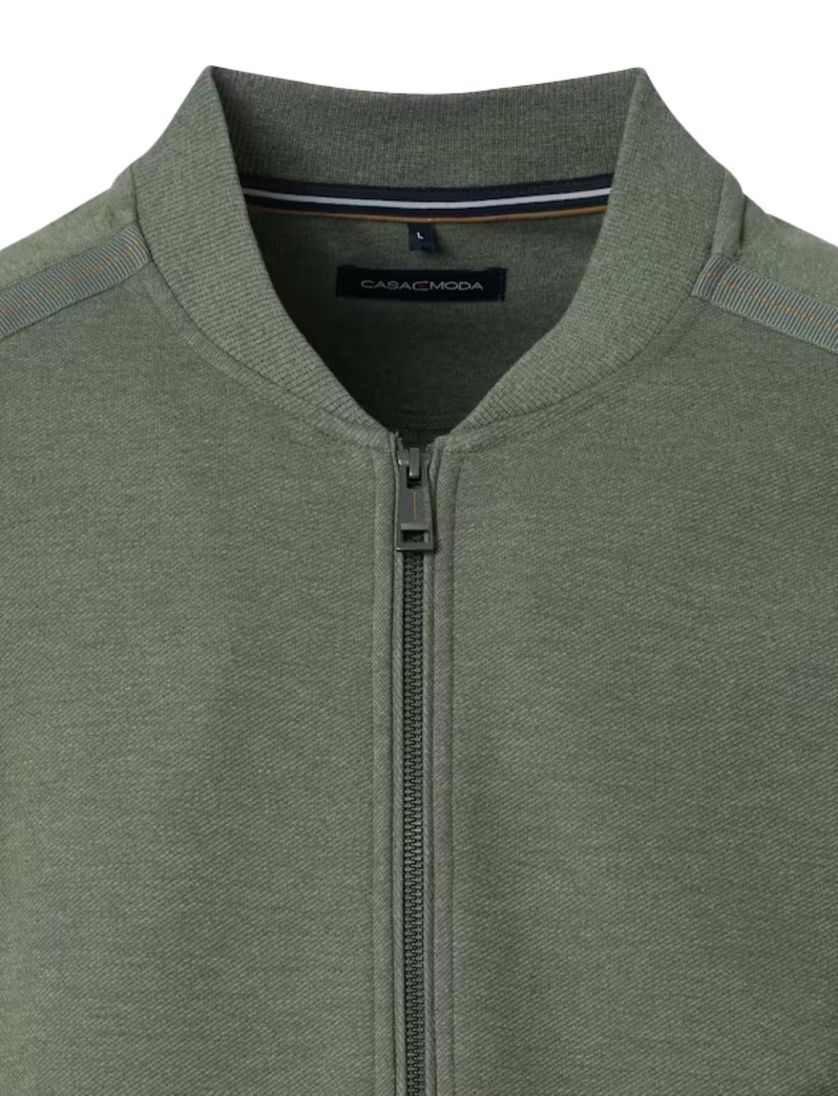 Casa Moda vest groen regular fit katoen zonder capuchon