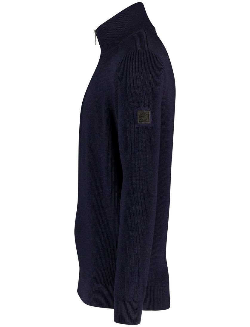 trui Casa Moda donkerblauw effen half zip