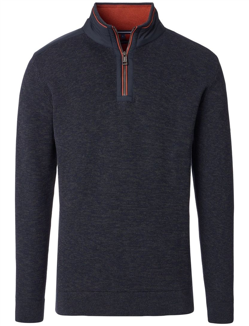 Casa Moda donkerblauw half-zip trui katoen