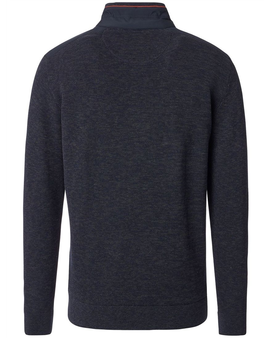 Casa Moda donkerblauw half-zip trui gemêleerd