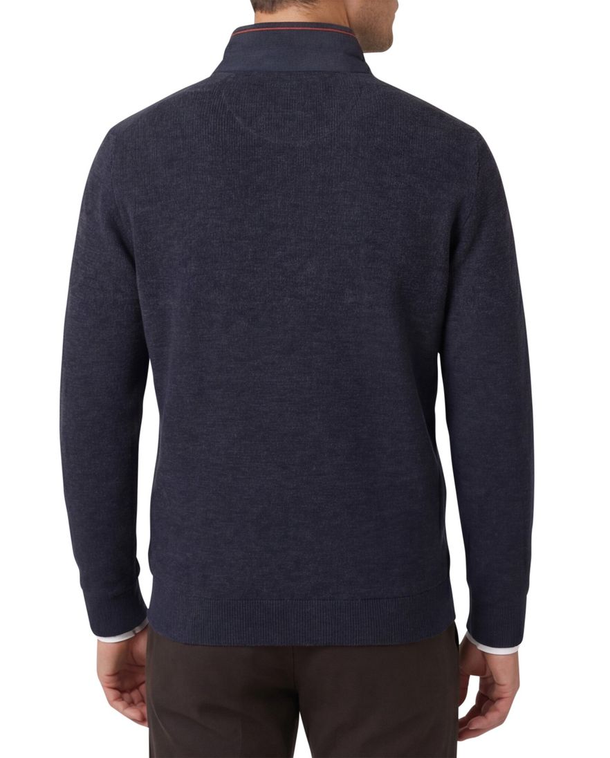 Casa Moda donkerblauw half-zip trui gemêleerd