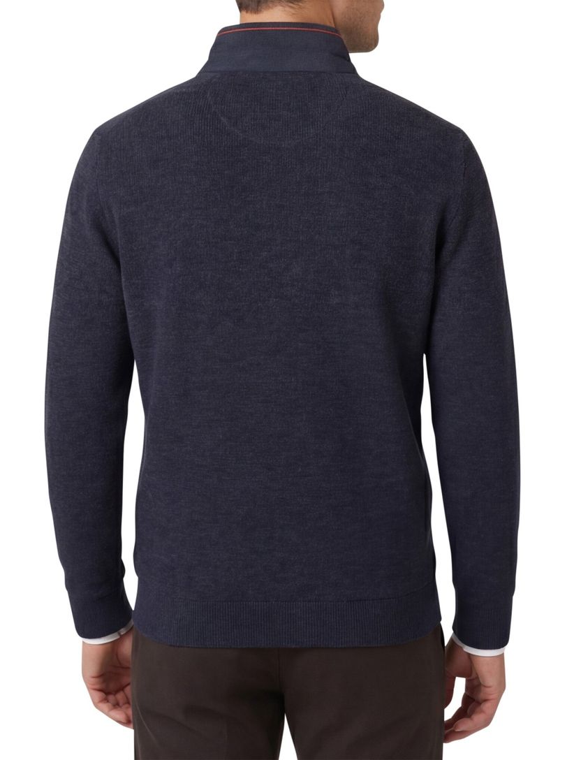 Casa Moda donkerblauw half-zip trui katoen
