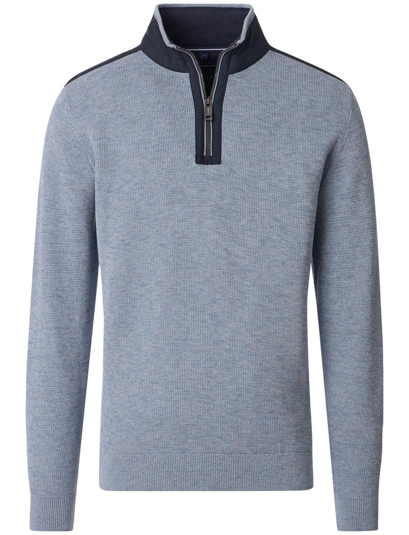 Casa Moda lichtblauw half-zip trui 100% katoen