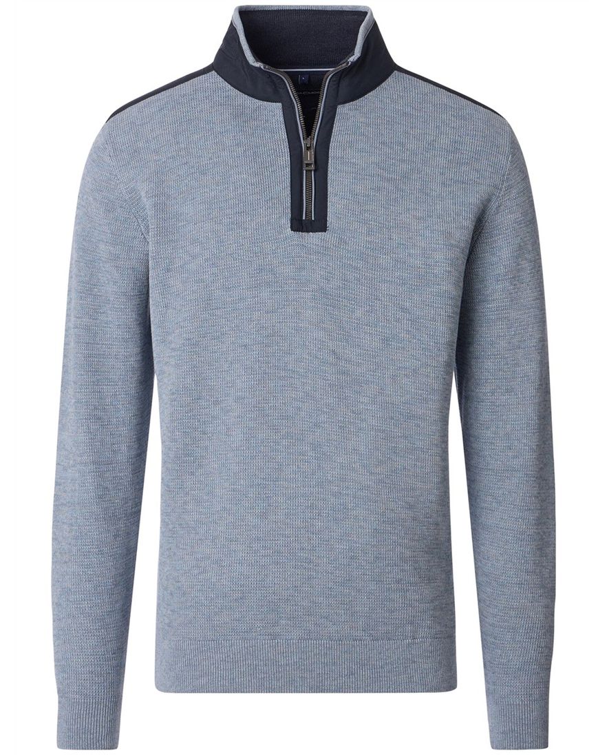 Casa Moda lichtblauw half-zip trui gemêleerd