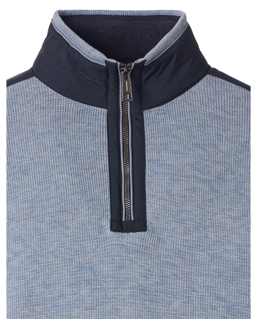 Casa Moda lichtblauw half-zip trui gemêleerd