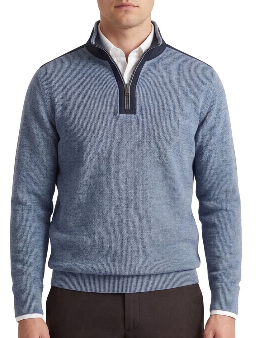 Casa Moda lichtblauw half-zip trui 100% katoen