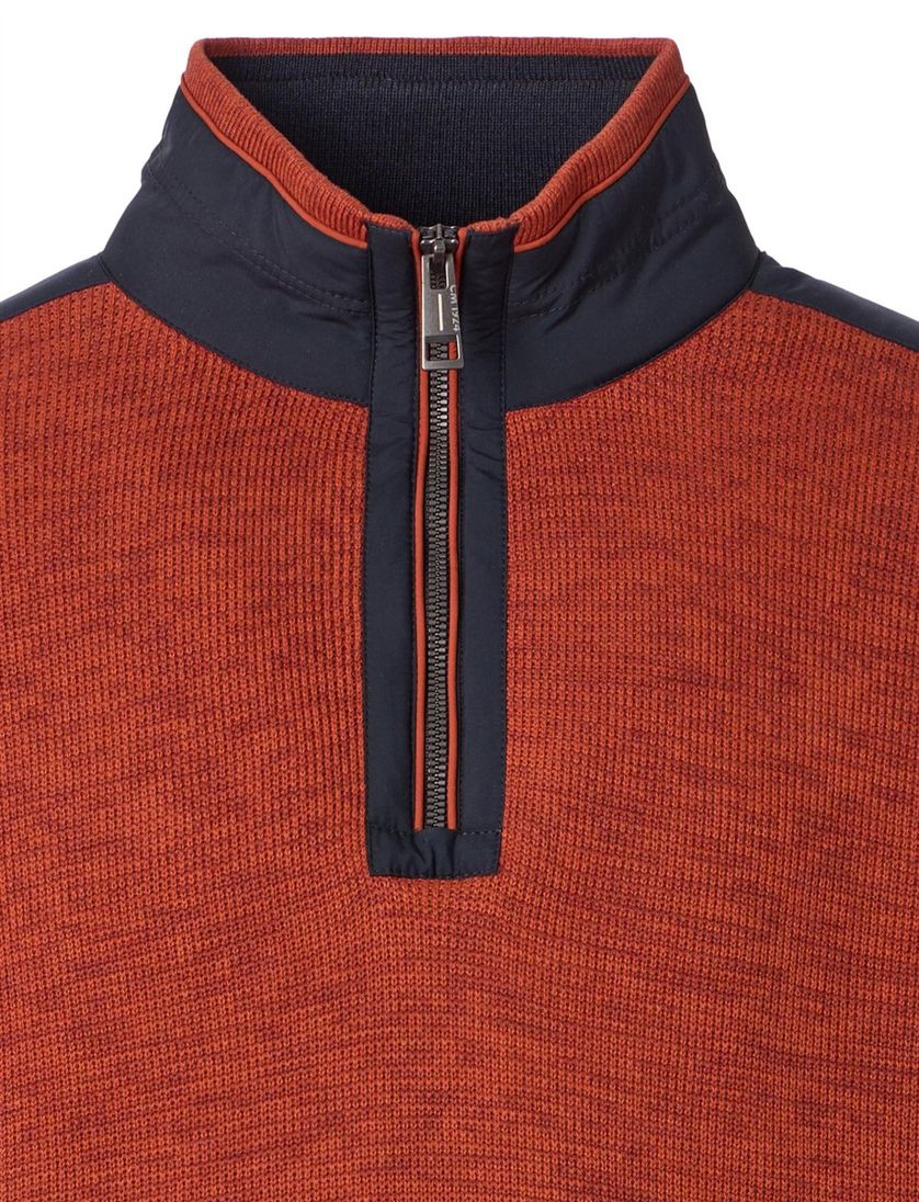 Casa Moda oranje half-zip trui 100% katoen