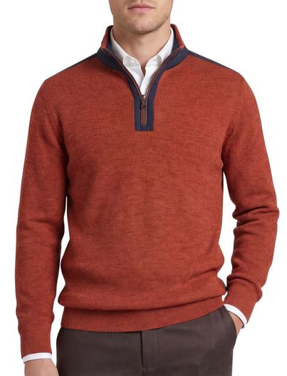 Casa Moda Casa Moda oranje half-zip trui gemêleerd