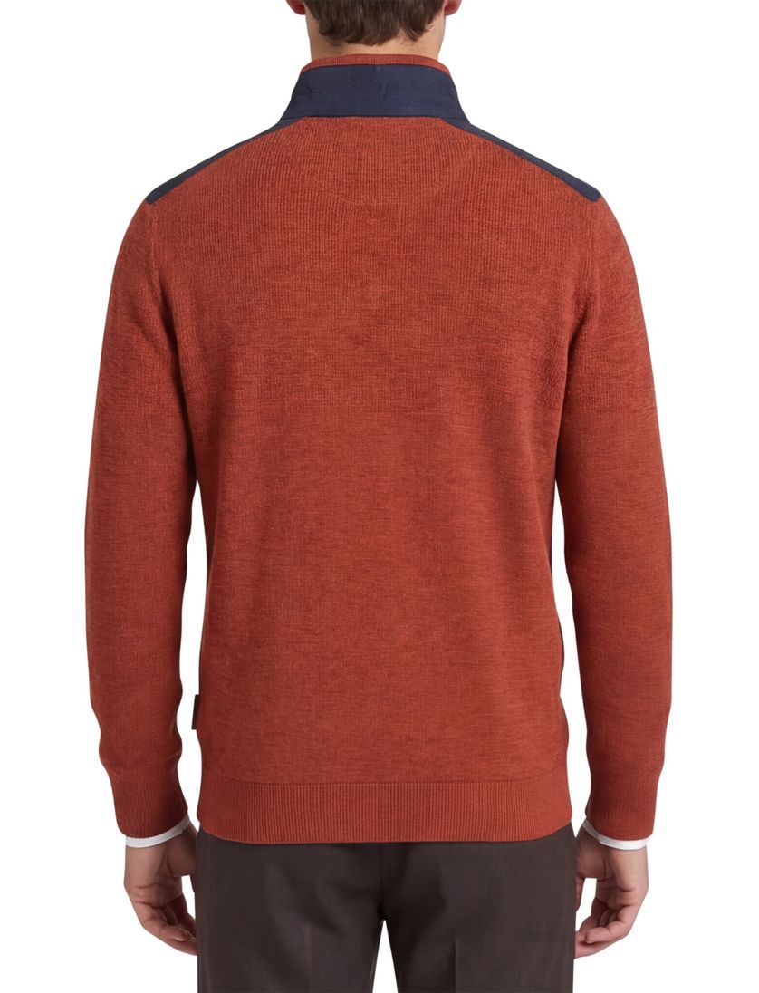 Casa Moda oranje half-zip trui 100% katoen