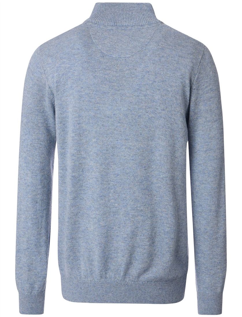 Casa Moda lichtblauw half-zip trui met boord