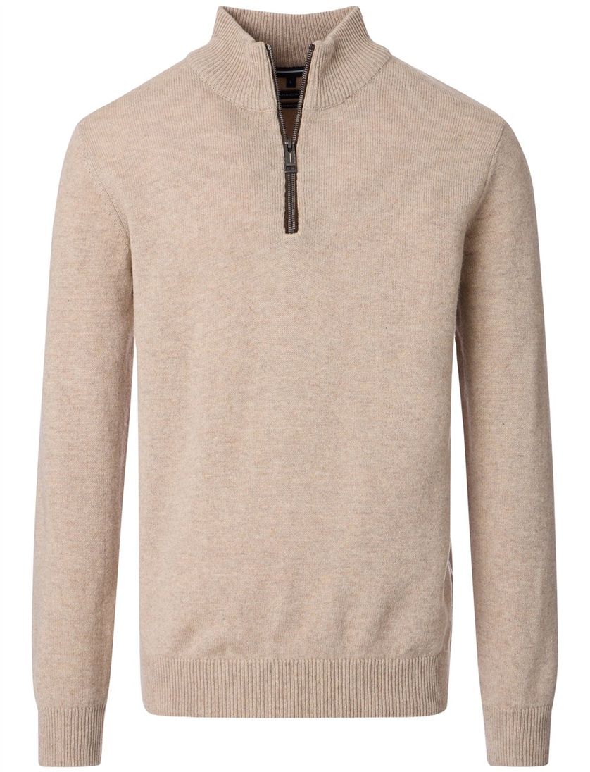 Casa Moda beige half-zip trui gemêleerd wol