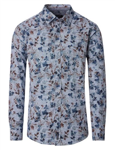 Casa Moda geprint blauw Casa Moda casual fit overhemd