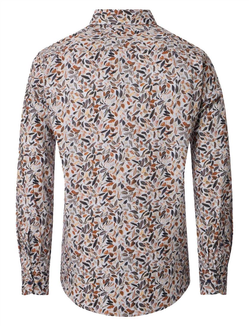 Casa Moda overhemd bruin geprint katoen button down wijde fit