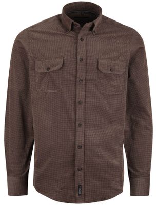 Casa Moda Casa Moda Overhemd Bruin dubbele borstzak 100% katoen